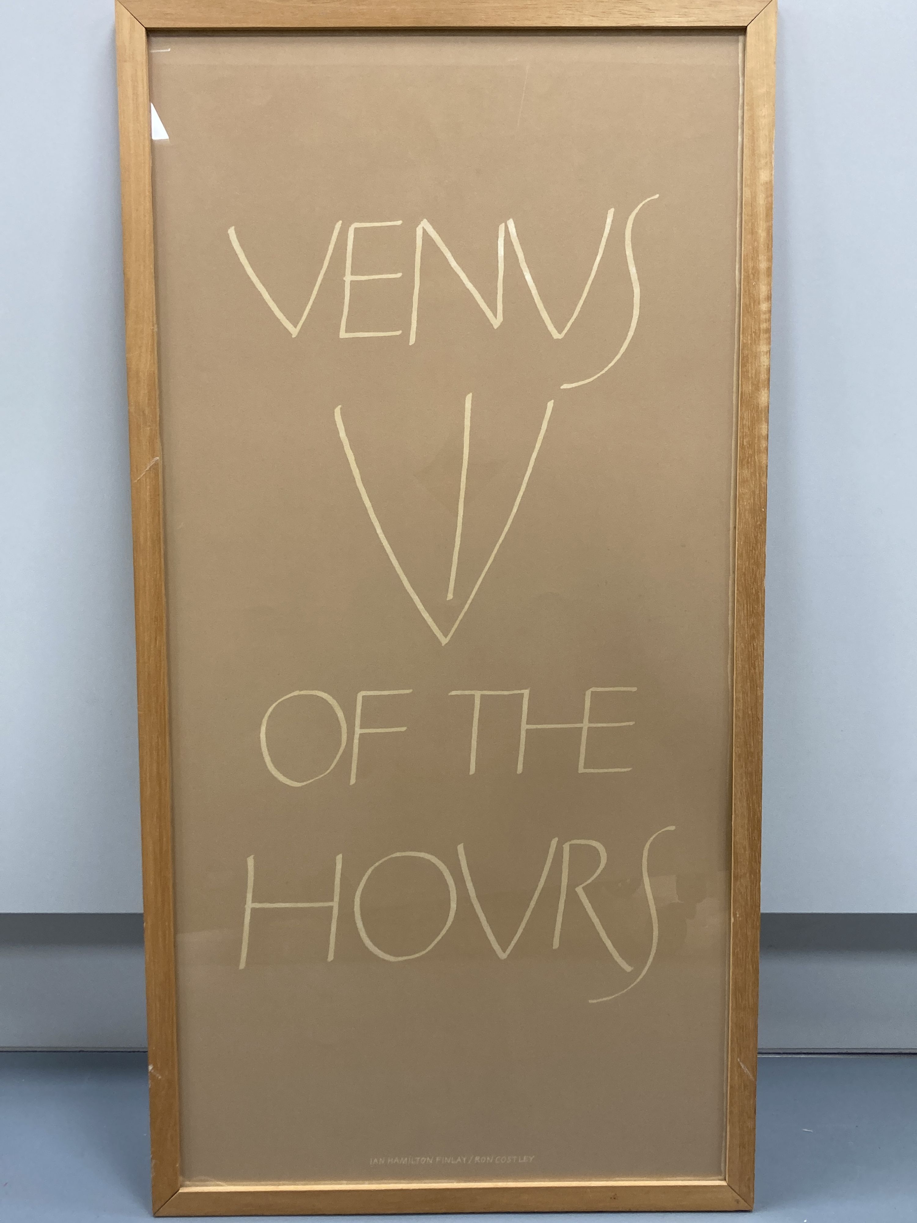 Barbara Kruger (1945-), photo lithograph on shopping bag, I shop therefore I am 1990, 44 x 27cm, and Ian Hamilton Finlay print, Venu